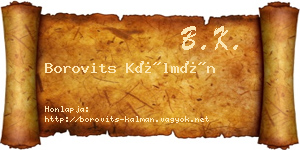 Borovits Kálmán névjegykártya